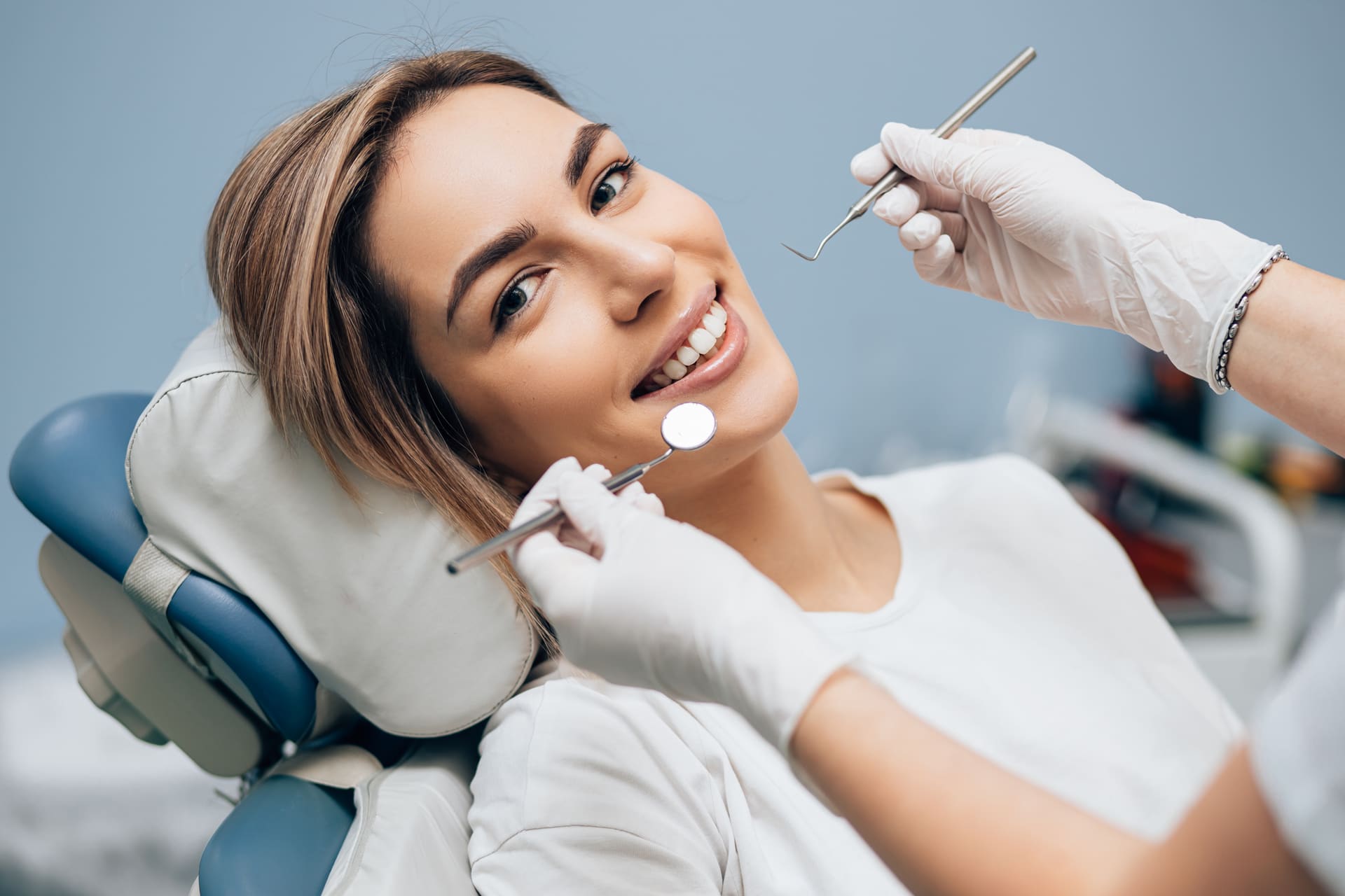 Patient receiving gentle dental care